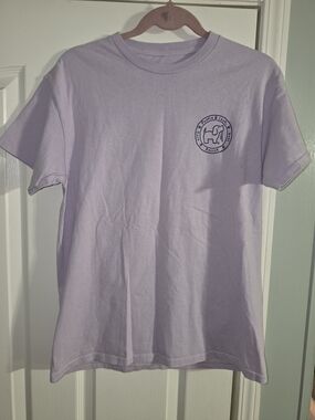 Lilac Casual Graphic Tee with Small Chest Logo- Puppie Love